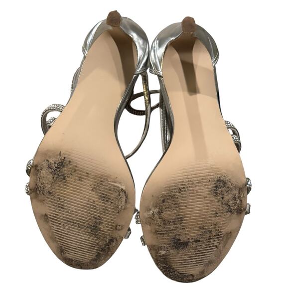 Steve Madden Fiffi Silver Heels Strappy Stiletto Open Toe Sandals Women's Size 6 - Picture 13 of 15